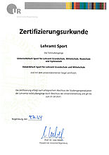 Zertifizierungsurkunde Lehramt Sport