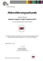 Akkreditierungsurkunde Englische Linguistik M.A.